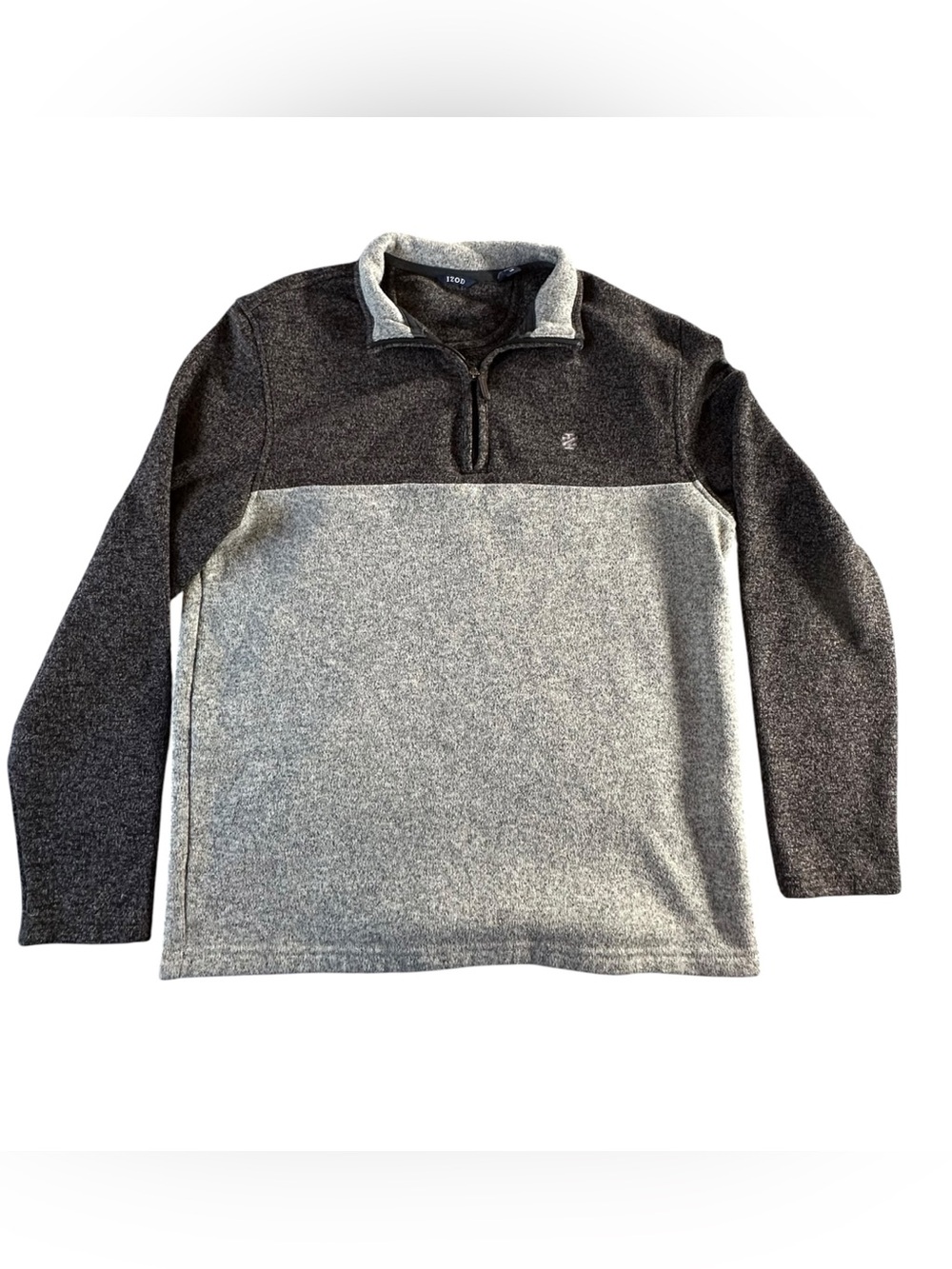 Izod Two-Tone Half-Zip Pullover - Dark Gray & Light Gray Large